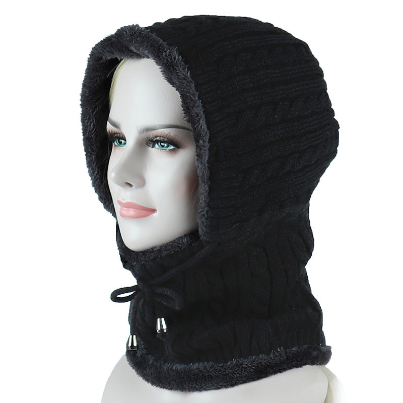 Women's Plus Velvet Knitted One-piece Woolen Hat
