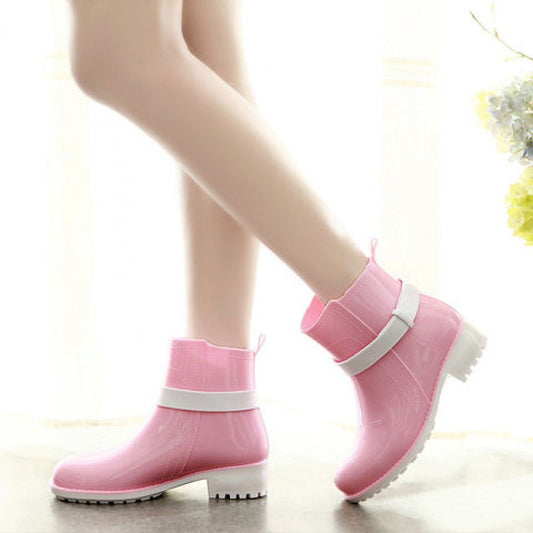 Short Tube Non-slip Adult Waterproof Shoes Women Fashion Plus Velvet