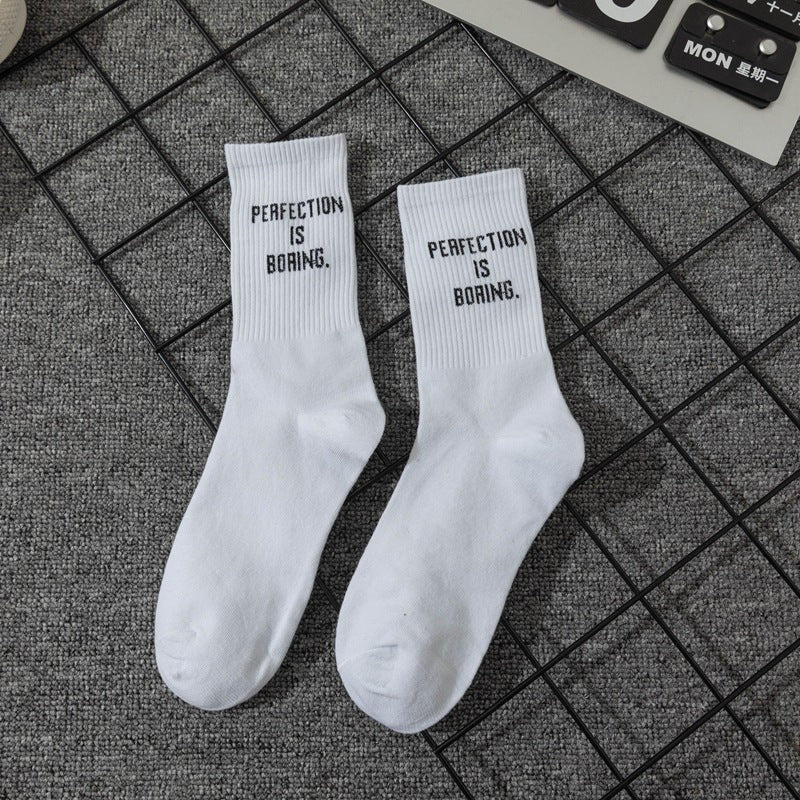 Letter White Men's Long Socks