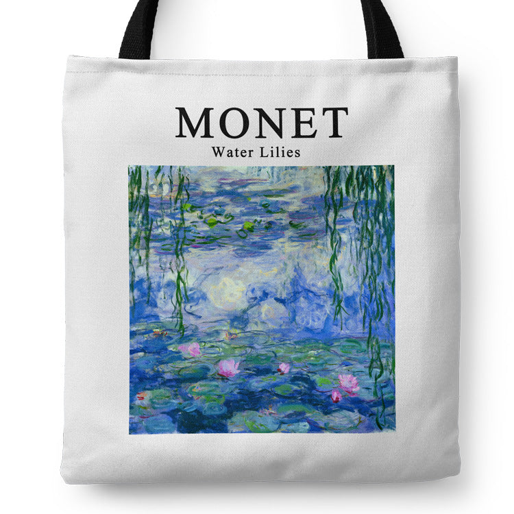 Monet Weeping Willow Water Lily Canvas Bag Shopping Bag Handbag