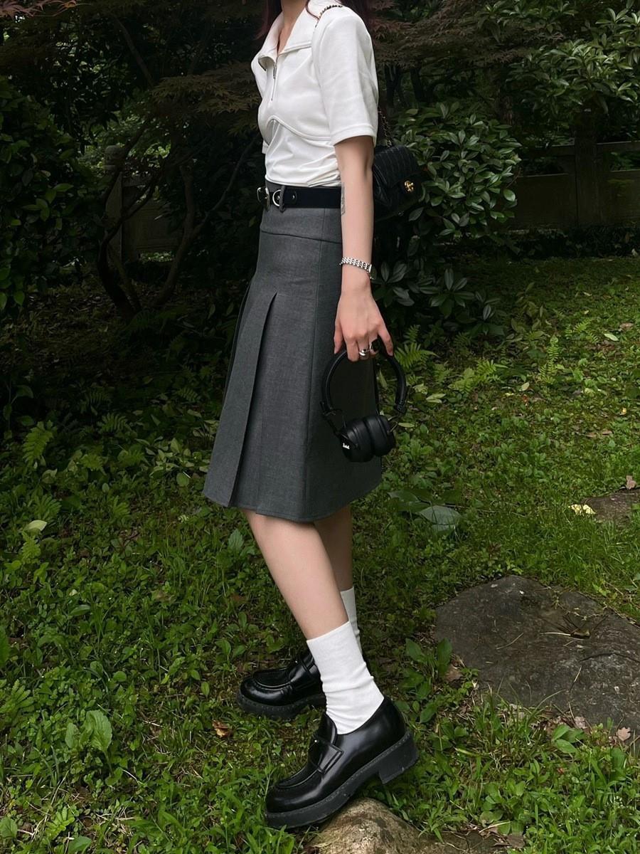 New High Waist Suit Half-length Pleated Skirt For Women