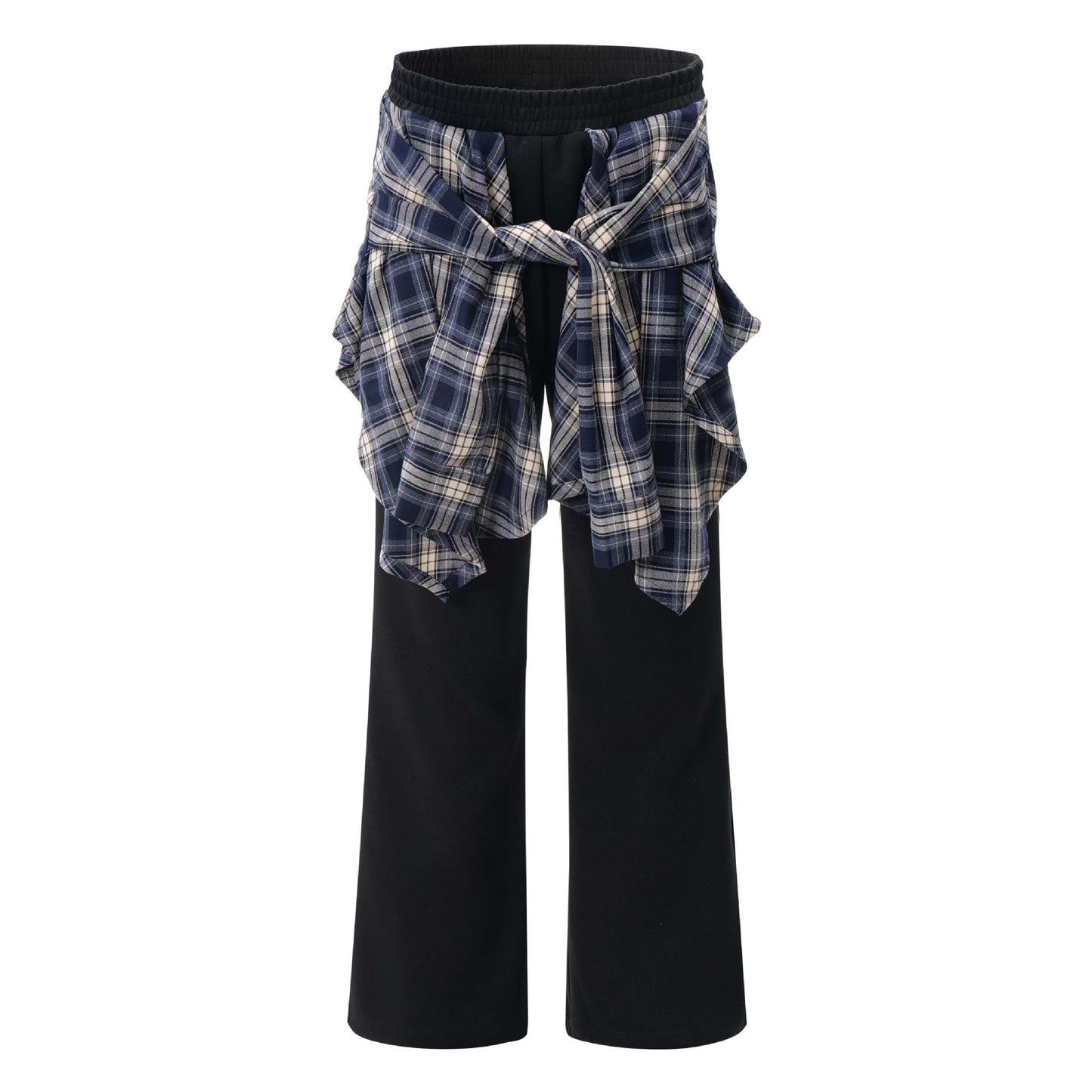 Patch Plaid Fart Curtain Pants Loose Wide-leg Casual Pants