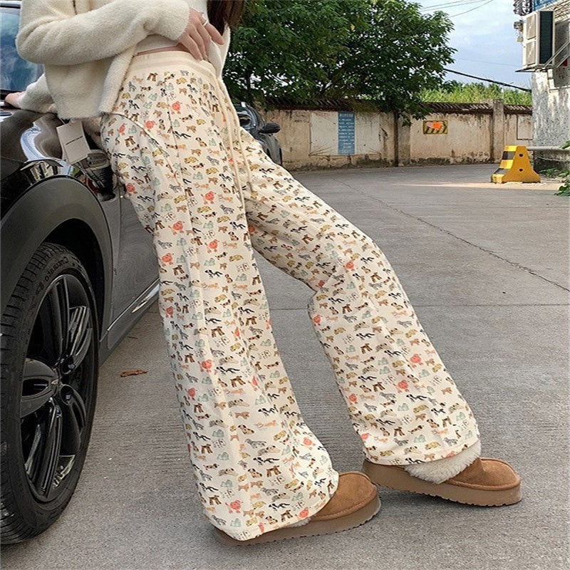 Drooping Straight Loose Mop Pants