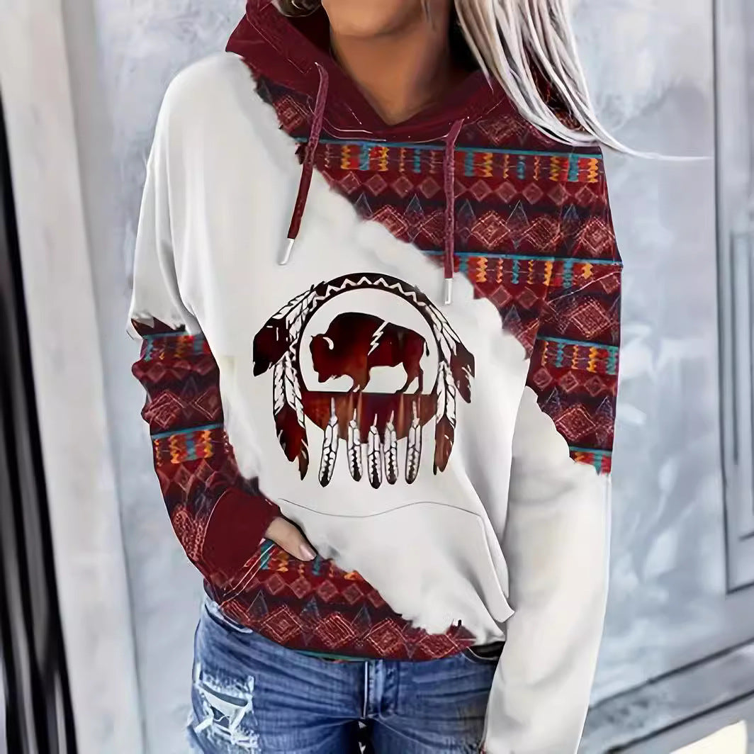 Women's Hoodie Fashionable Ethnic Style Casual Sports Hoodie