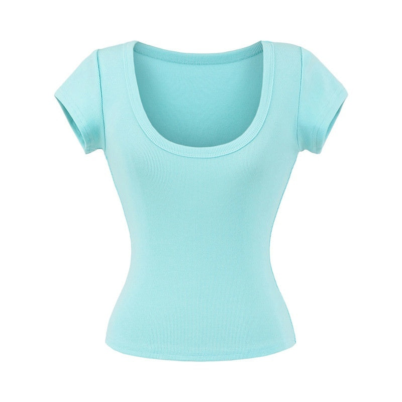 U-neck Short Sleeve Shoulder T