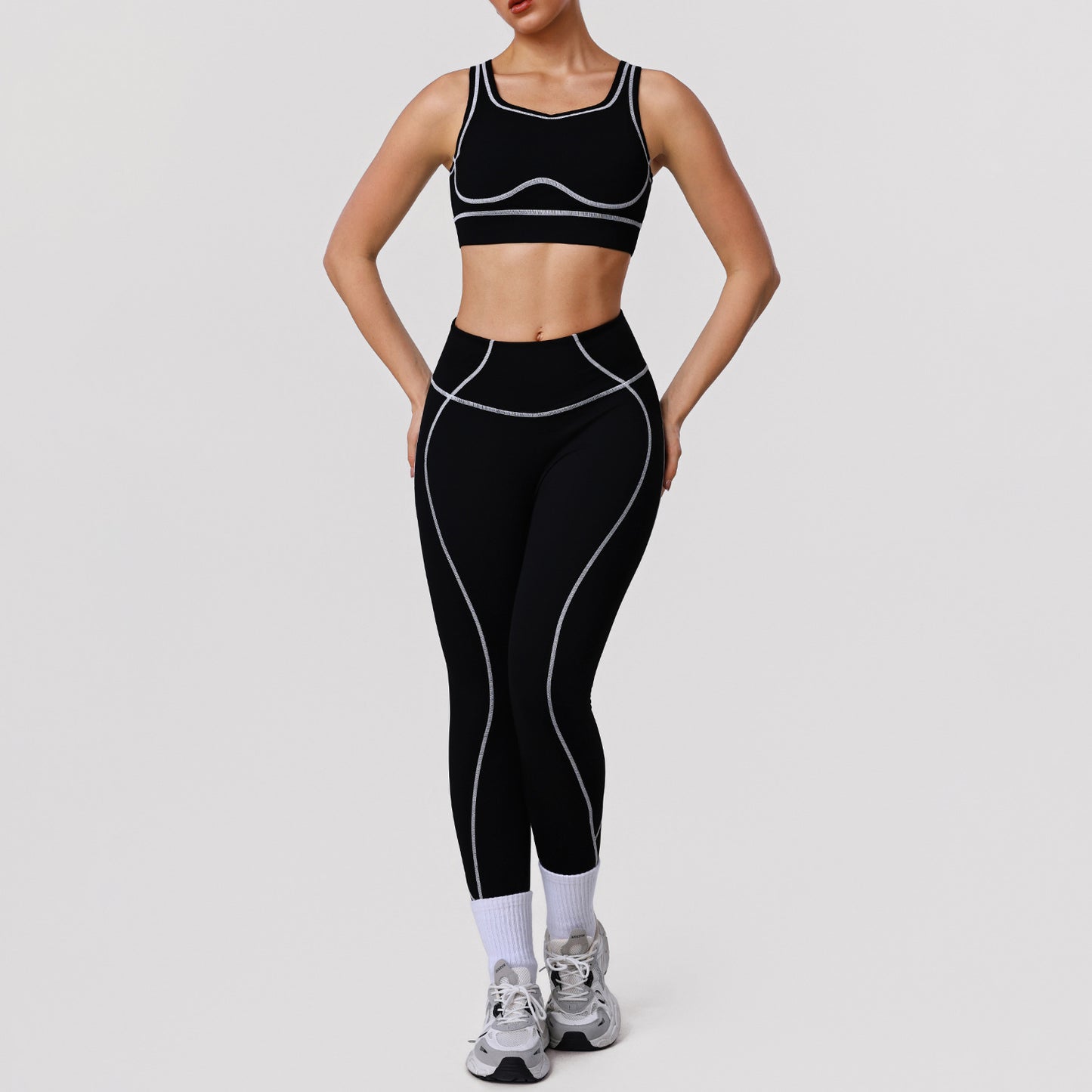 Tight-fitting Leggings And Shock-proof Sports Bra Fitness Running Set