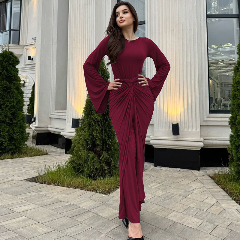 New Stylish Elegant Pleated Waist-cinching Dress