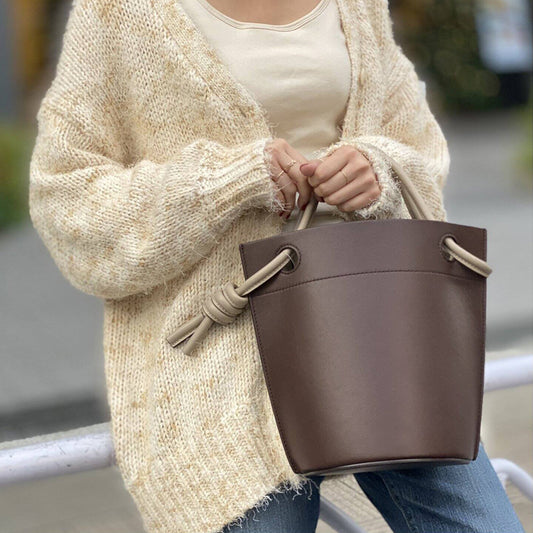 Handbag Simple Personality Knot Portable Senior Sense Bucket Bag Female