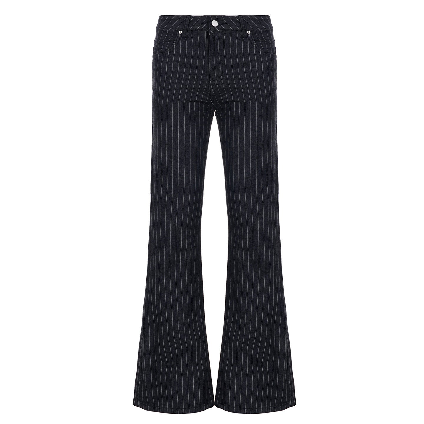 Womens Striped Contrasting Low-Waist Straight Jeans