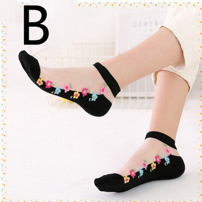 Short Transparent Non-slip Wear-resistant Invisible Cotton Bottom Crystal Boat Socks