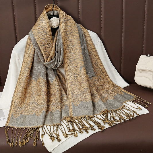 Womens AutumnWinter Faux Cashmere Shawl Cozy Wrap Scarf For Warmth