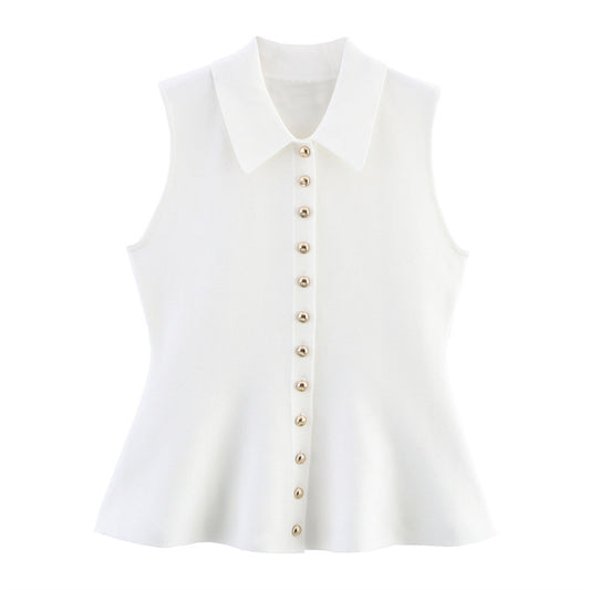 Short Skirt Hem Knitted Vest Top