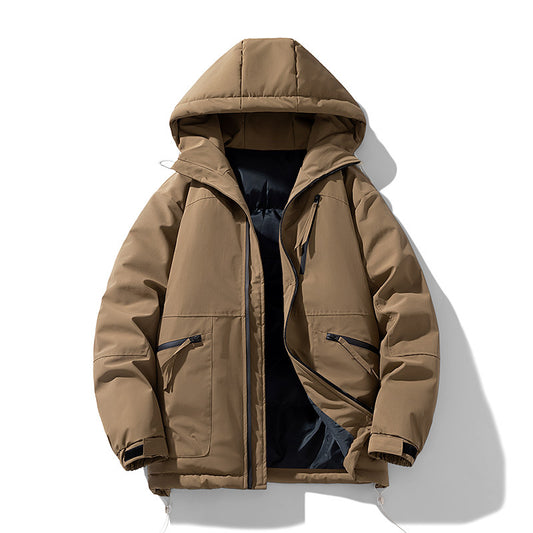 Thick Contrast Color Bread Coat For Women