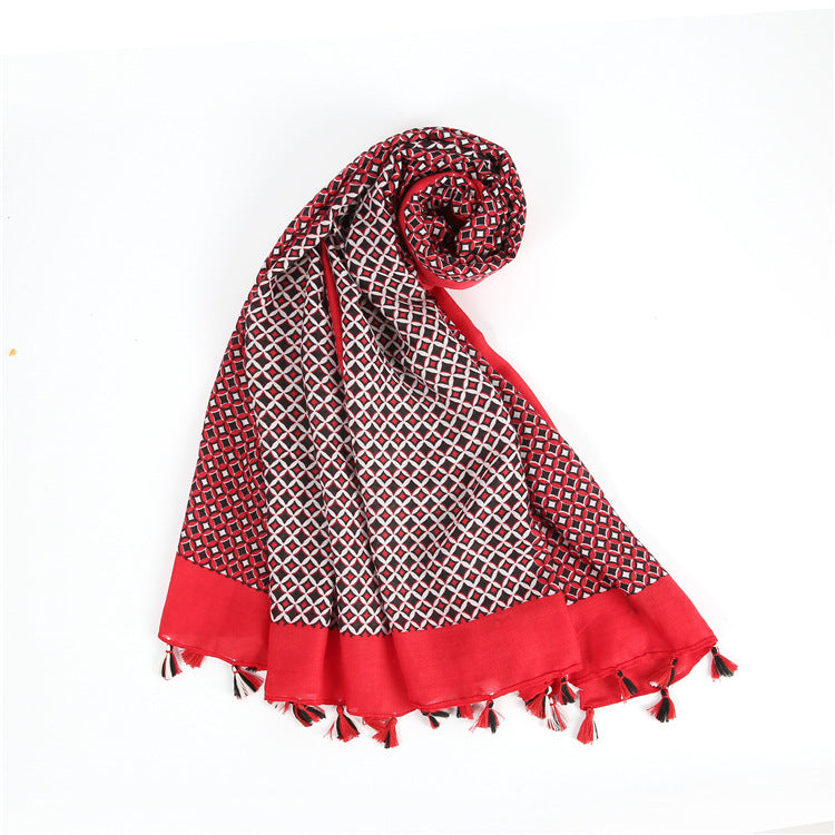 Simple Temperament Ladies Cotton And Linen Scarf