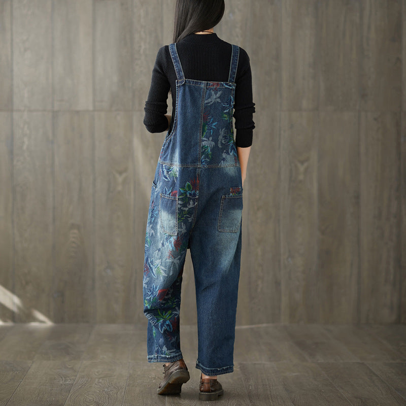 Stitching Printing Jeans Washed And Worn