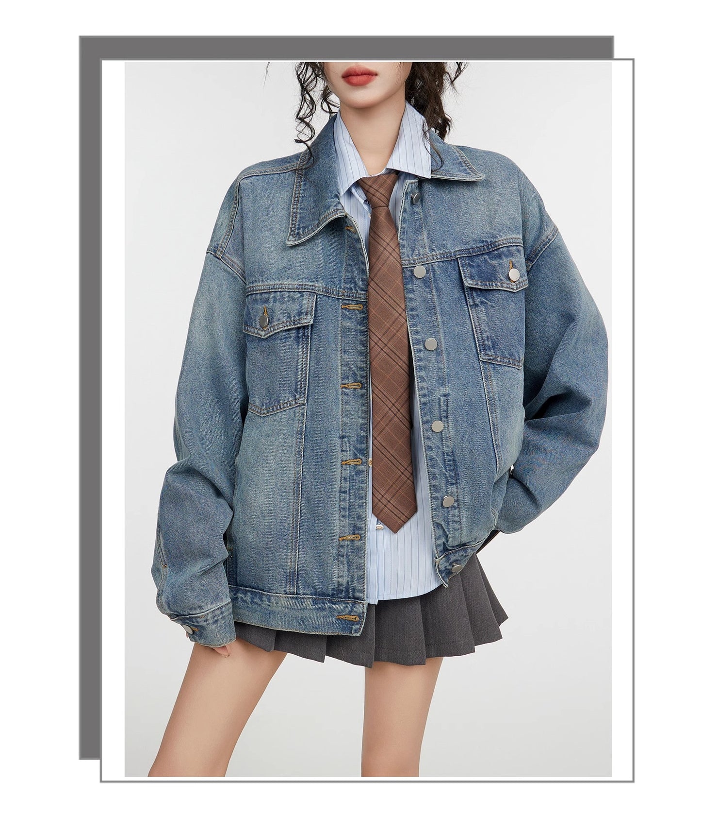 Retro Blue Denim Coat Women's Loose