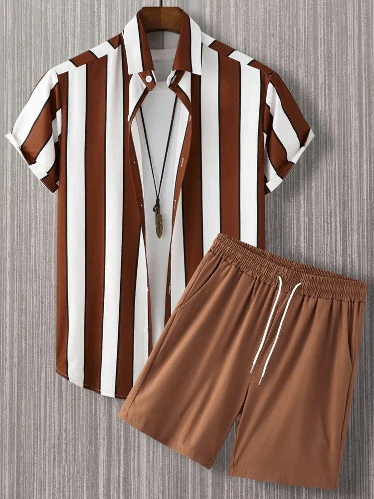 Beach Style Short Sleeve Shirt Men's Suit