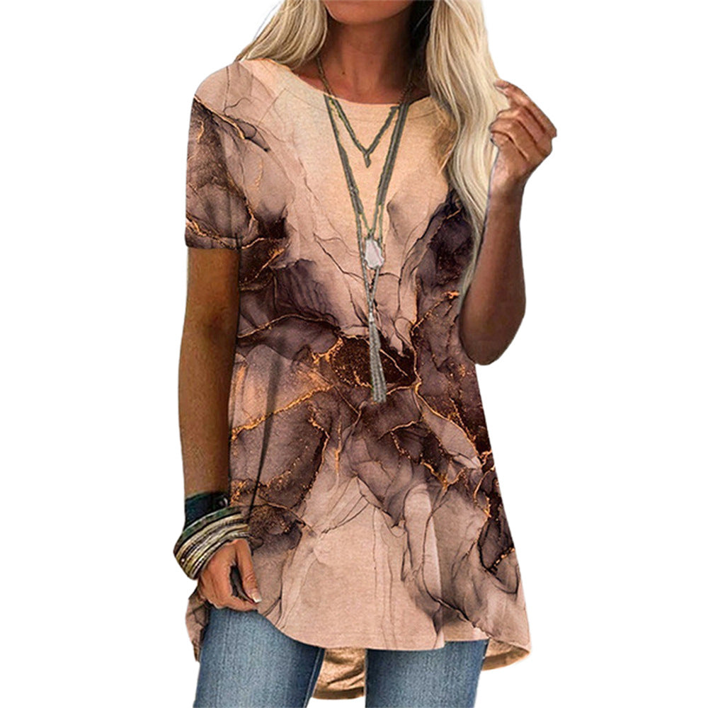 Round Neck Casual Ethnic Vintage Print Short Sleeve T-Shirt