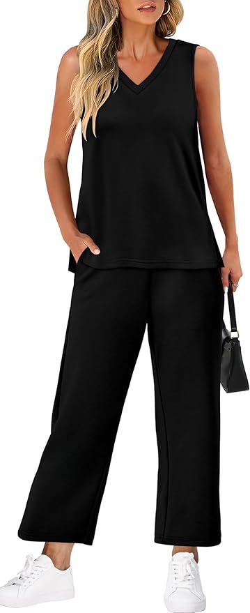 V-neck Vest And Casual Pants Set