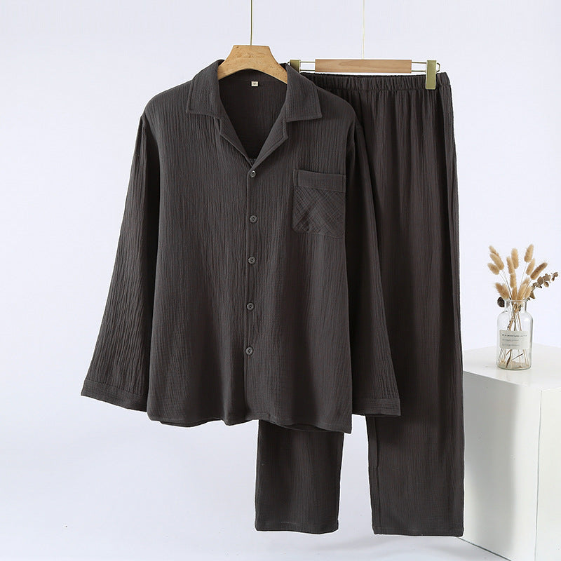 Mens Loose-fitting Plus-size Loungewear With Long Sleeves And Long Pants