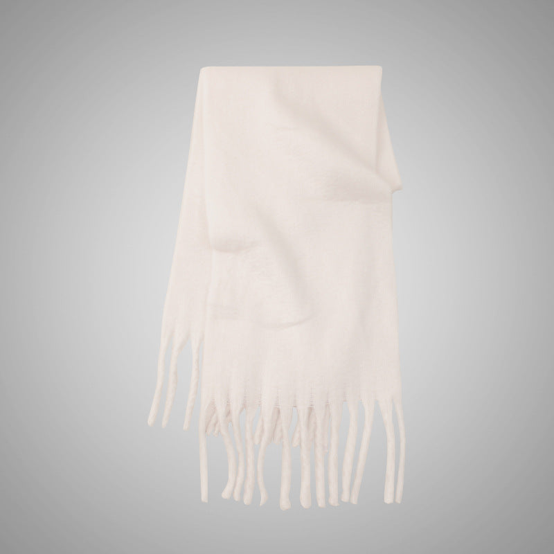 Mohair Casual Stil Blød Fluffy Ensfarvet Varmt Tørklæde