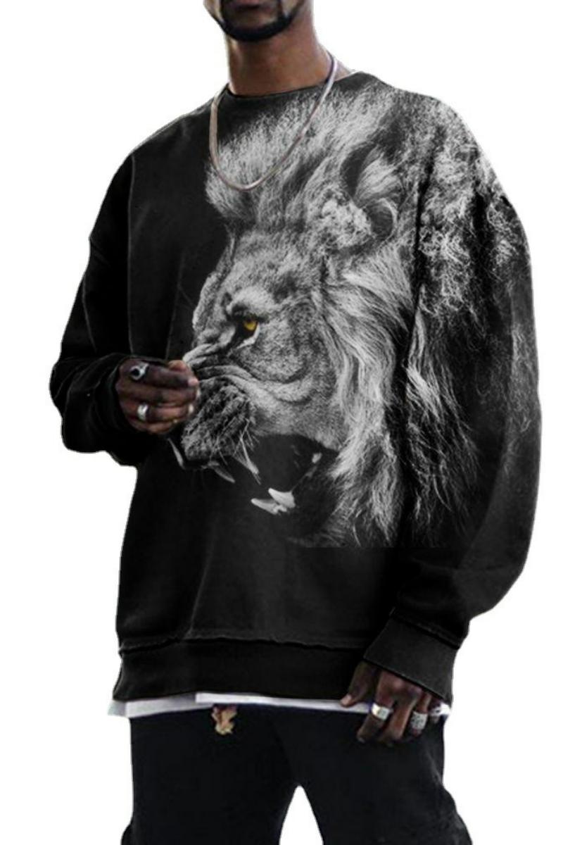 Men's Digital Printing Loose Casual Round Neck