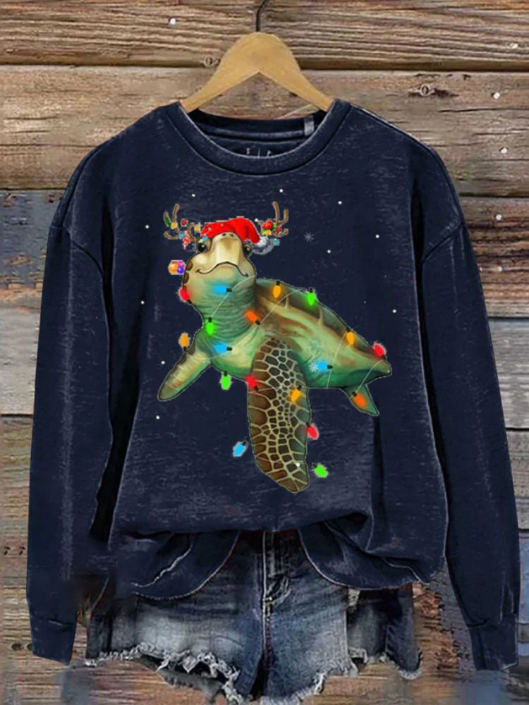 Dametrøje 3D Digital Jule-serie Printet Rundhals Sweatshirt
