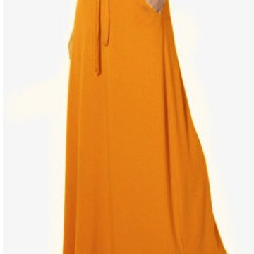 Versatile Solid-Color Drawstring Skirt For Women