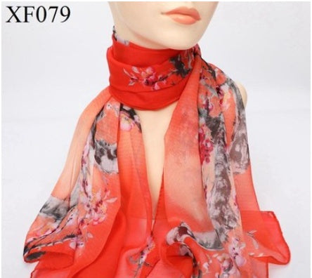 Spring And Autumn Print Chiffon Scarf Shawl