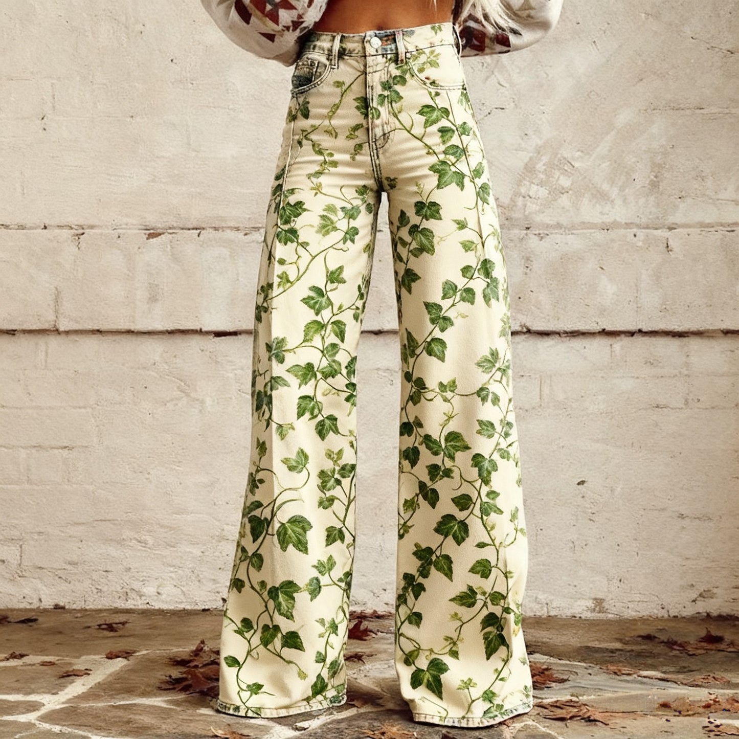 Plus-size Casual Versatile Wide-leg Pants For Women Faux Fabric