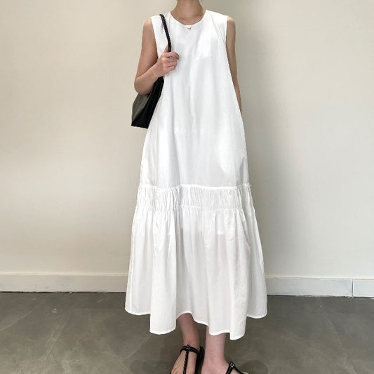 Back-vented Ruched 3D-effect Dress Relaxed-fit Slip Dress