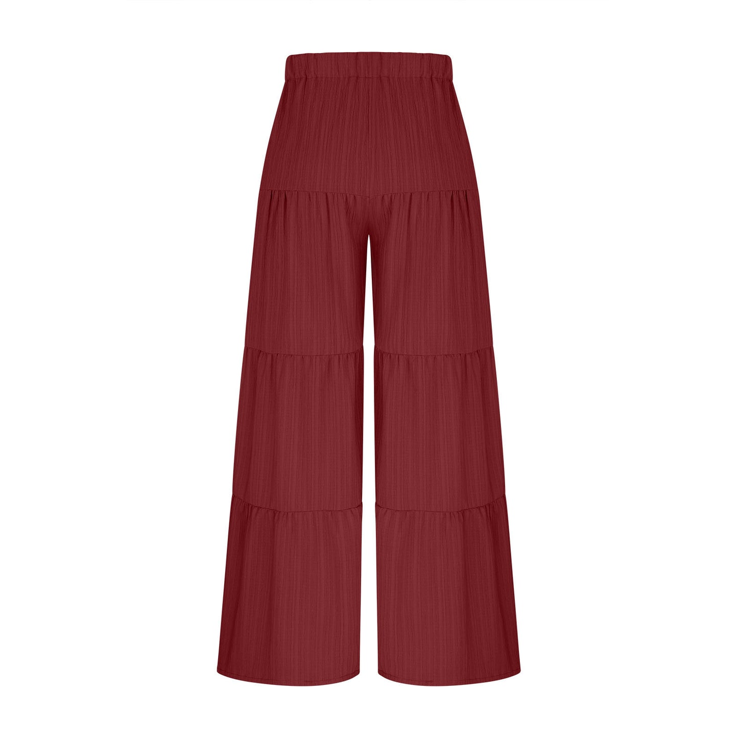 Pleated Elastic Waist Pants Female Wide-leg Casual Pants