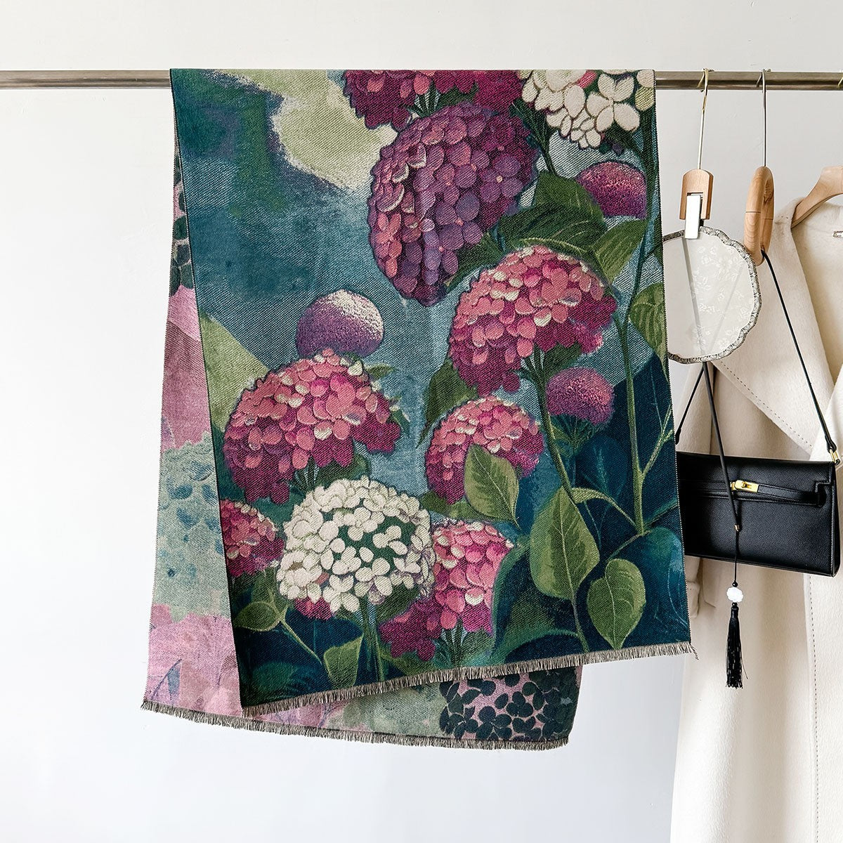 Autumn And Winter New Cashmere-like Thickened Oil Painting Jacquard Scarf