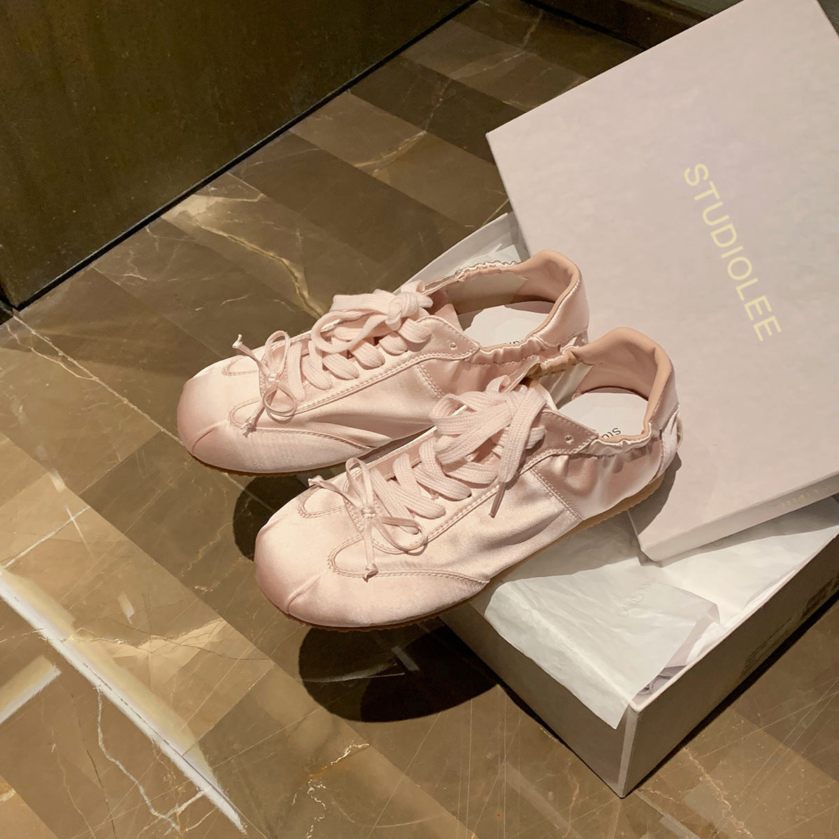 Ballet Style Sweet Girl Round Head Satin Sports Board Shoes