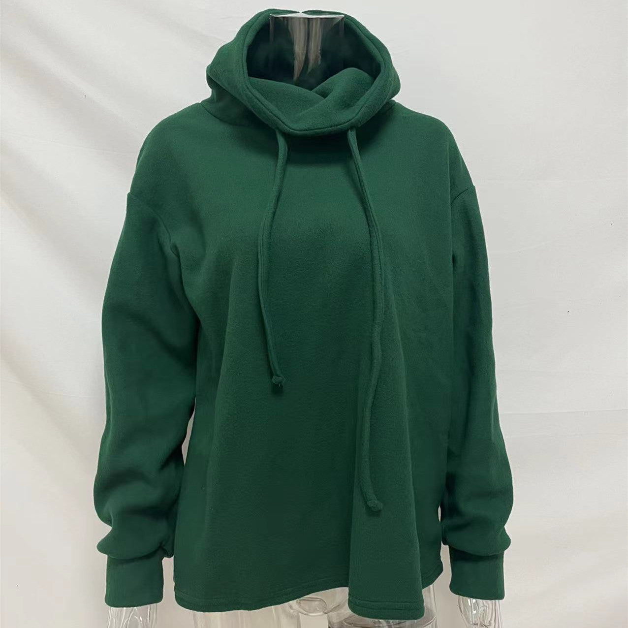 Solid Color New Women's Turtleneck Drawstring Sweatshirt