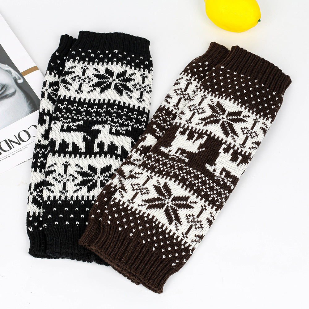 Thickened Christmas Socks Snowflake Deer Knitted Wool Foot Warmer Cover