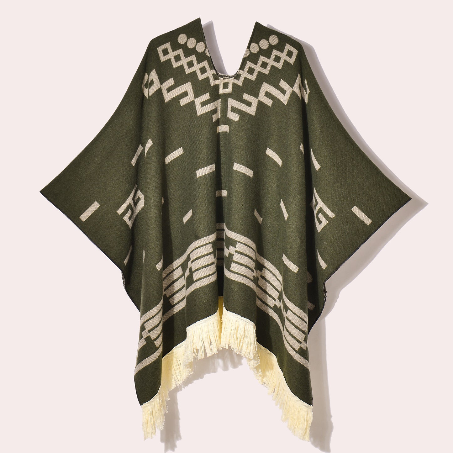 Western Denim Style Men's And Women's Shawl Tassel Pullover Keep Warm Outdoor Large Cloak