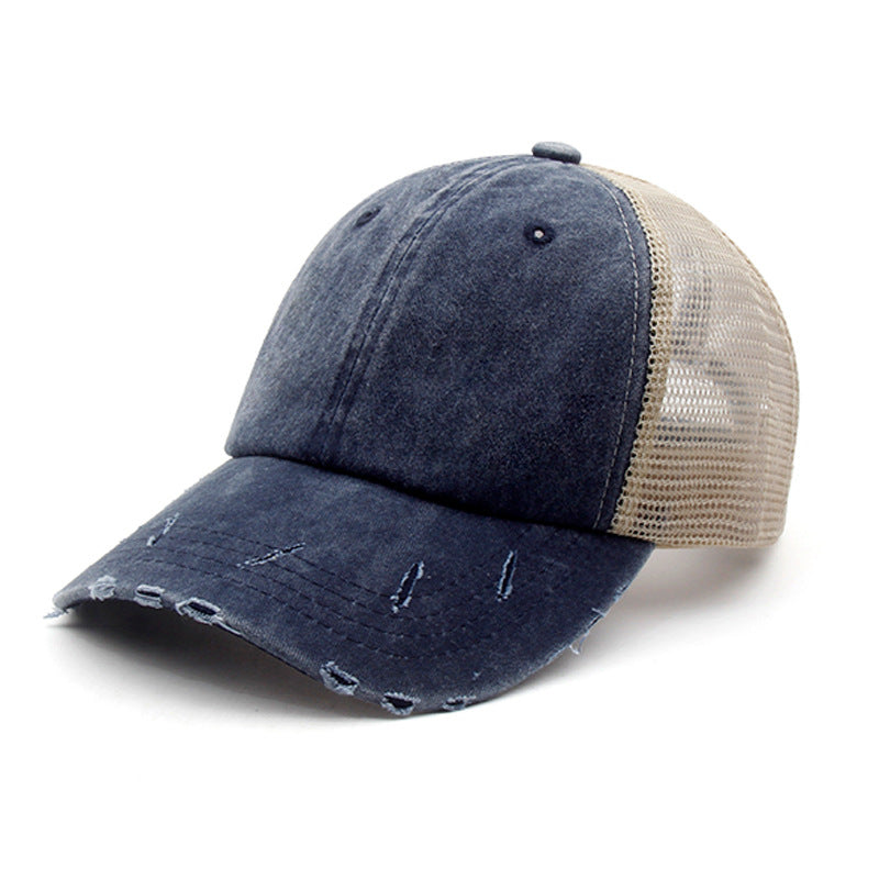 Women's Fashionable All-matching Retro Washed Peaked Cap