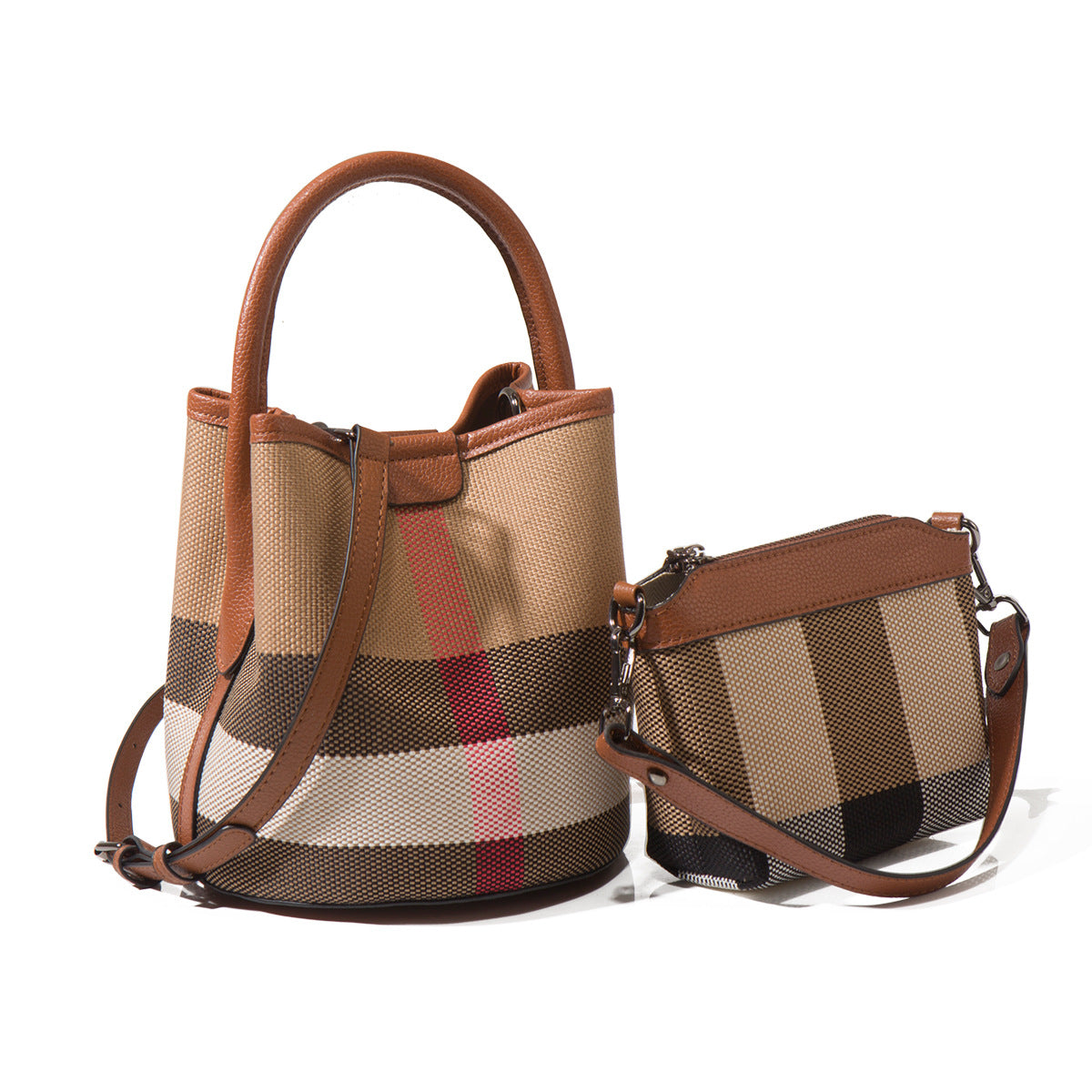 Versatile Mini Canvas Bucket Handbag With Detachable