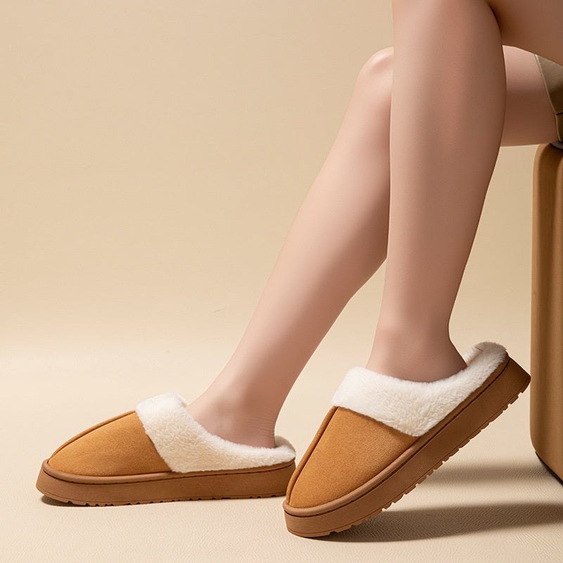 Women's Non-slip Platform Plush Cotton Slippers