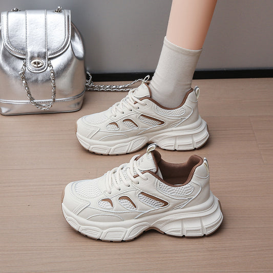 Mesh Sports Casual Shoes Running Non-slip Versatile White Platform Shoes