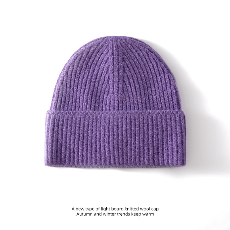 Fashion Solid Color Wool Hat Loose Warm