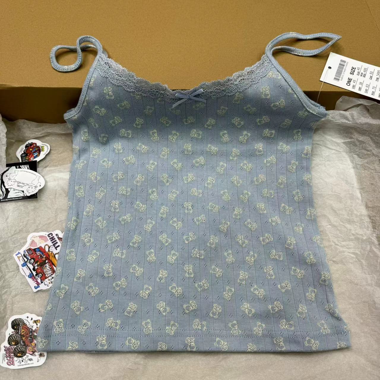 New Elastic Waist Bear Print Loose All-match Home Straight-leg Trousers