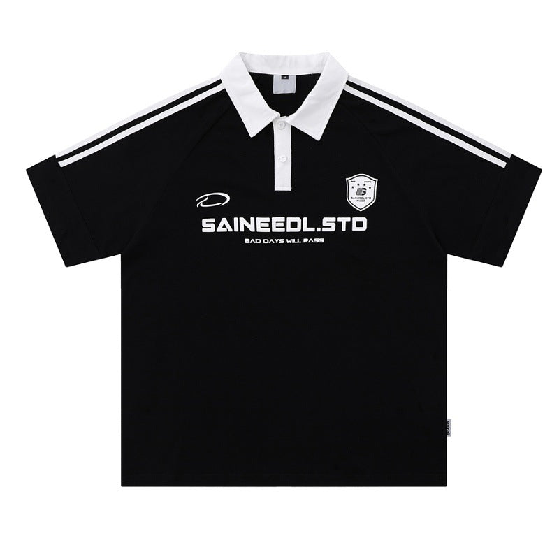 Amerikansk Retro Polo T-shirt Ruoshuai Kortærmet
