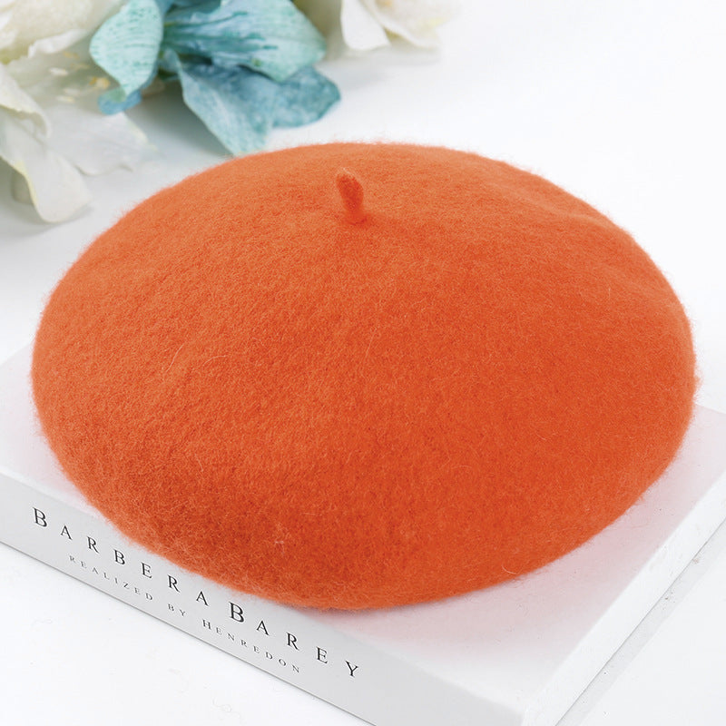Women's Fashion Casual Solid Color Breathable Wool Tweed Hat