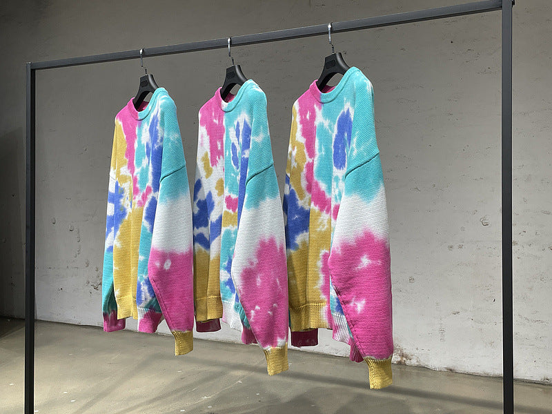 High Street Knit Crew Neck Tie Dye Sweater