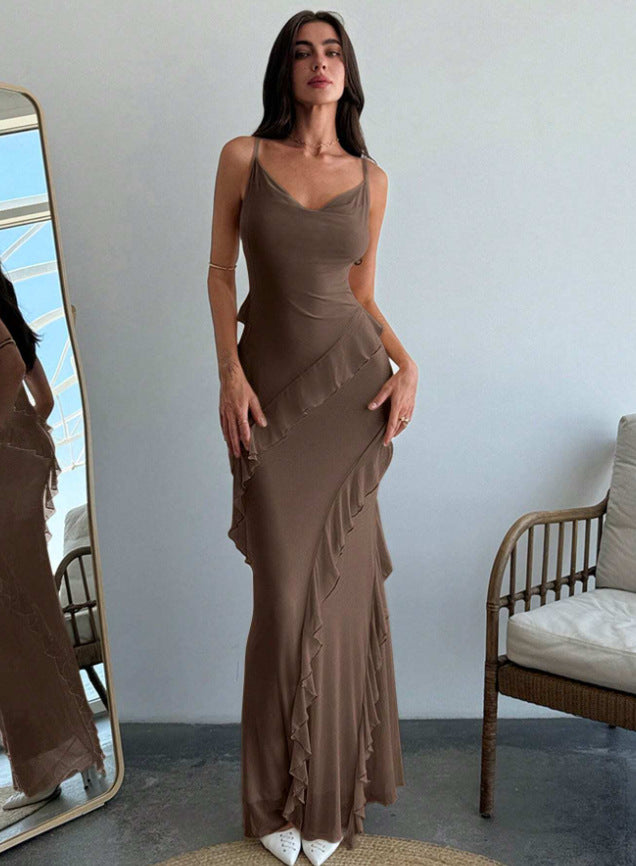 European And American-style Slim-fit Sexy Spaghetti-strap Mermaid Dress