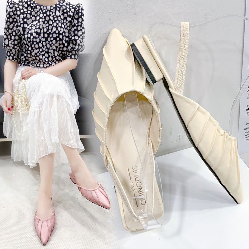 Stiletto Pointed Toe Half Toe Sandals With Rhinestones