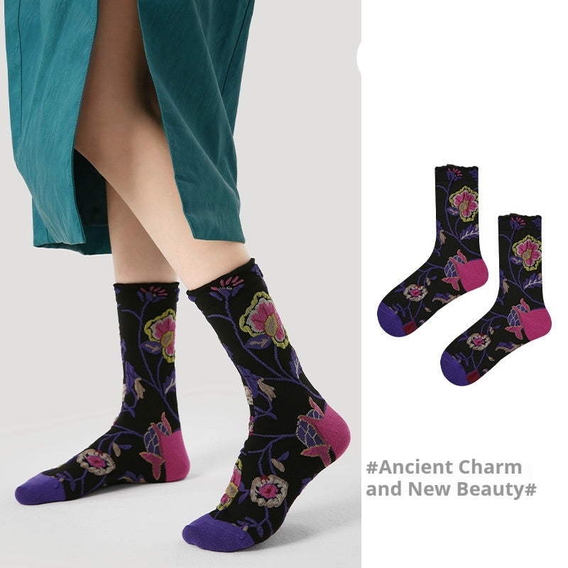 Niche Vintage Court Style Thin Middle-long Stockings