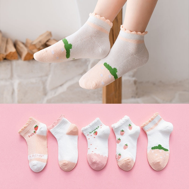 Low-cut Children's Cotton Sock Boat Socks Flat Mesh Cartoon Boys And Girls Baby